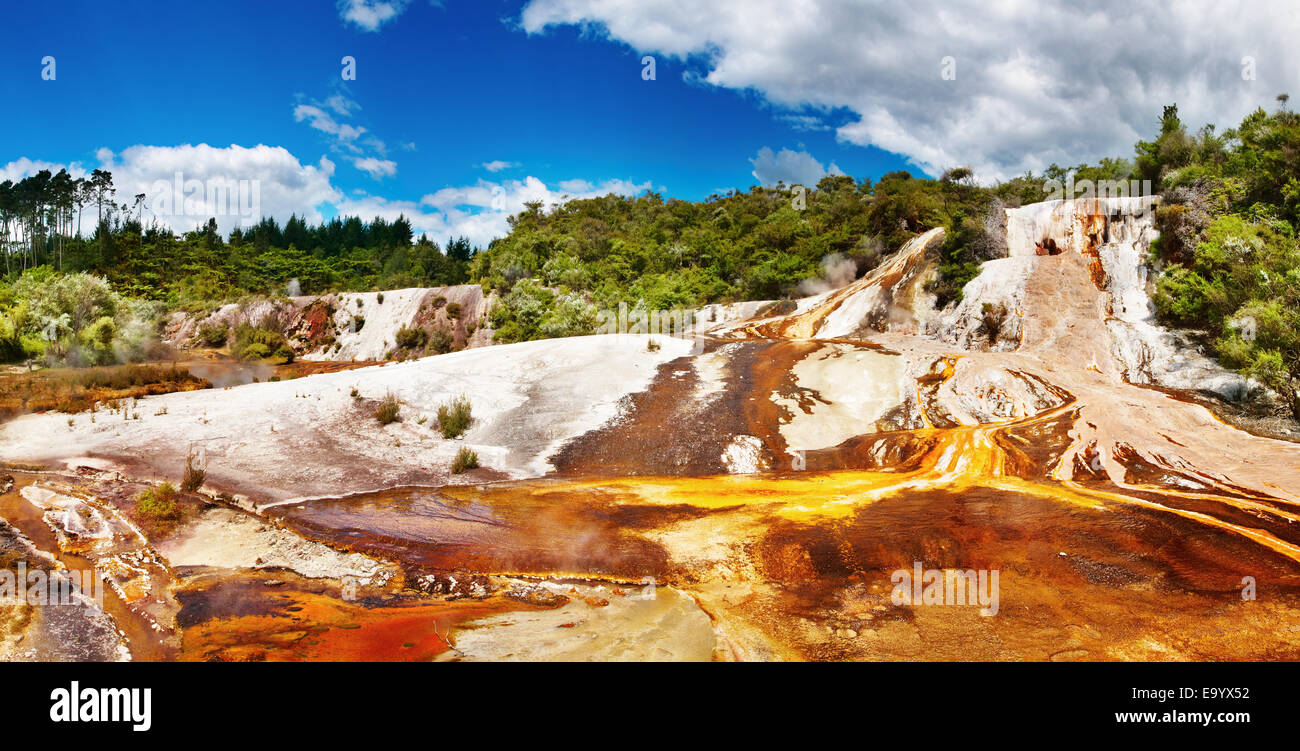 Hot spring in volcanic valley, New Zealand Stock Photo