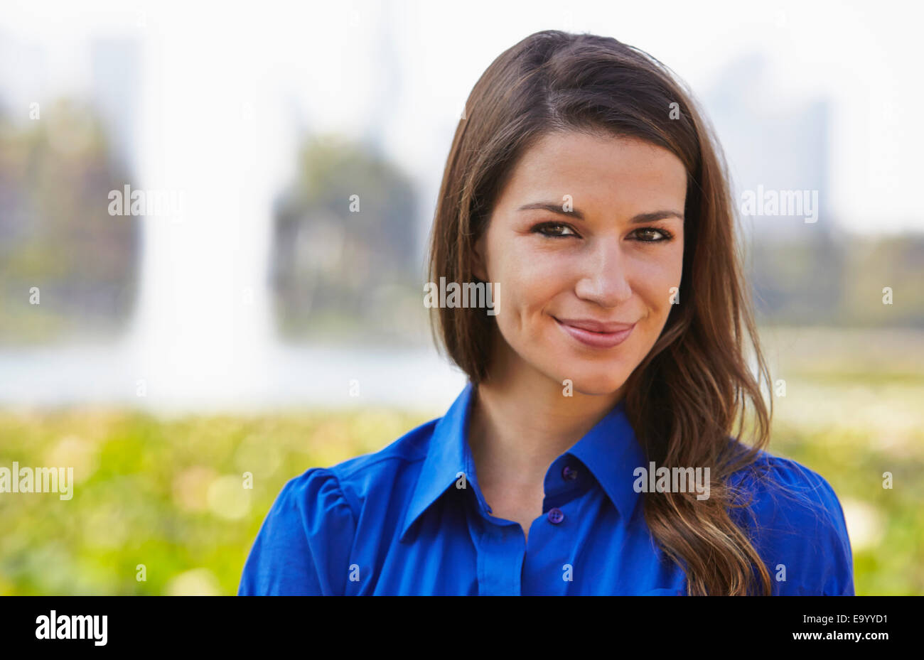 Portrait of woman smiling Stock Photo