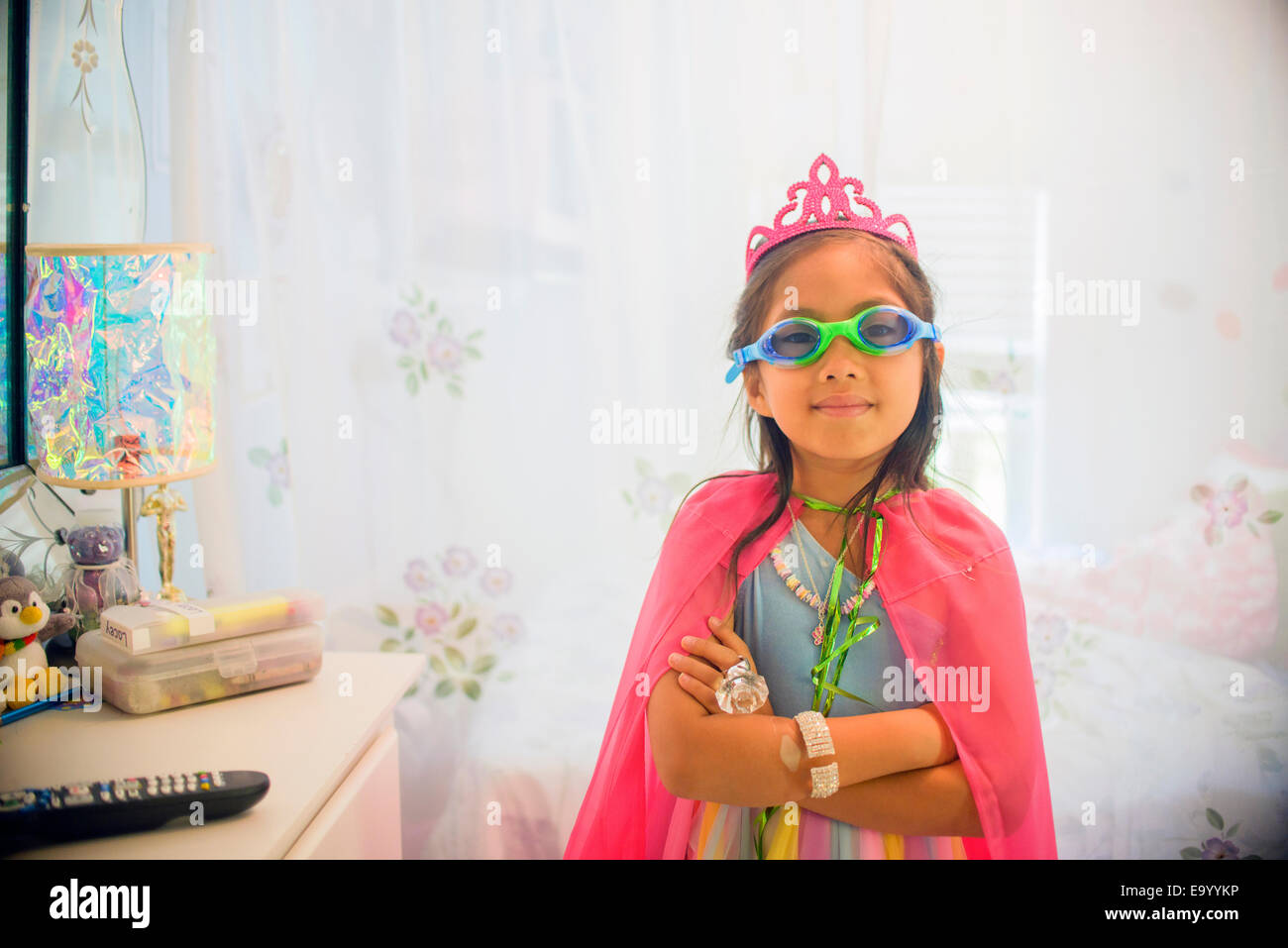Portrait of young girl wearing fancy dress costume Stock Photo