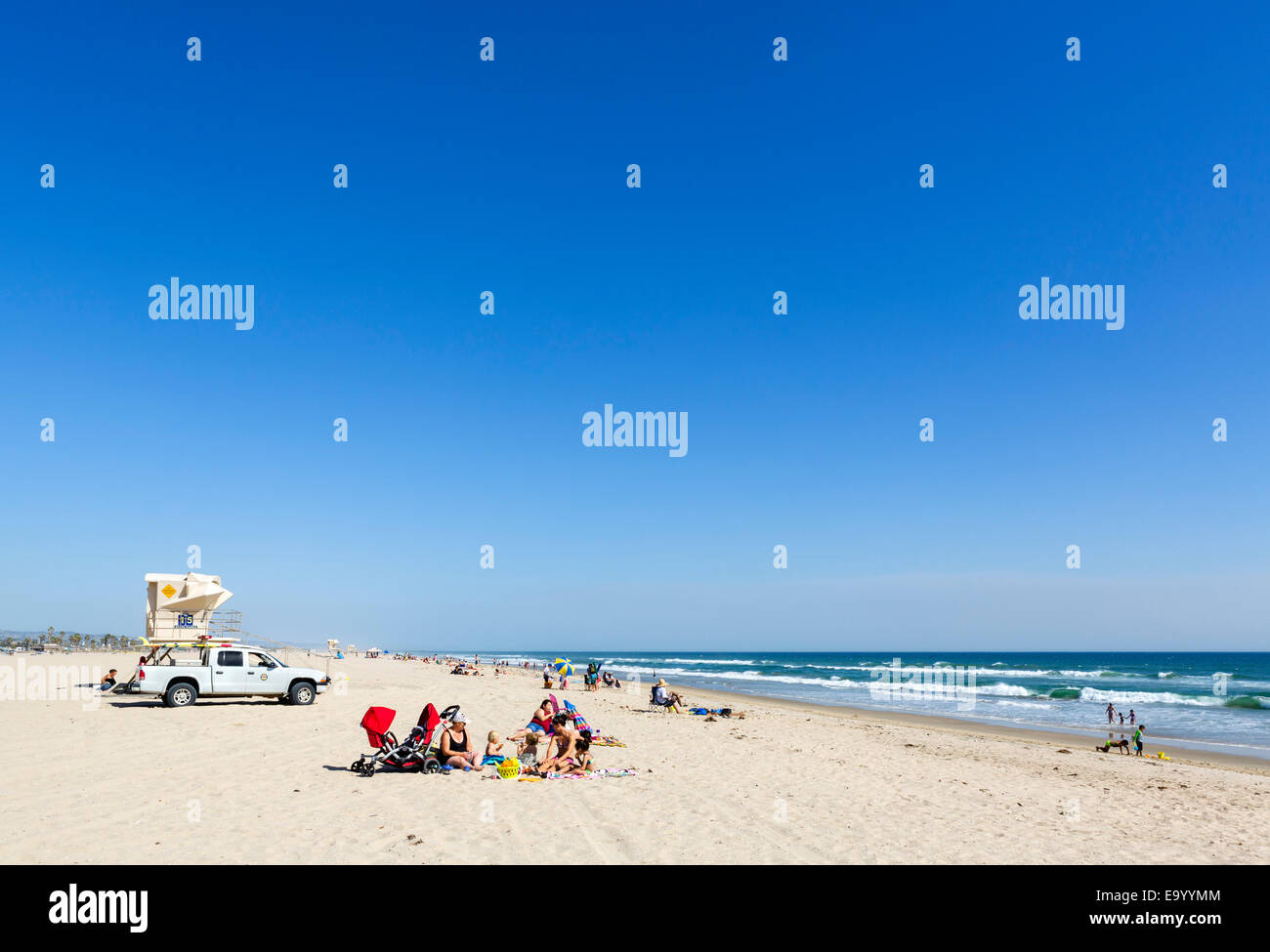 Family on the beach at Huntington Beach State Park, Huntington Beach