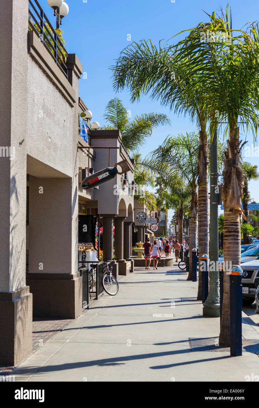 Main Street in downtown Huntington Beach, Orange County, California ...