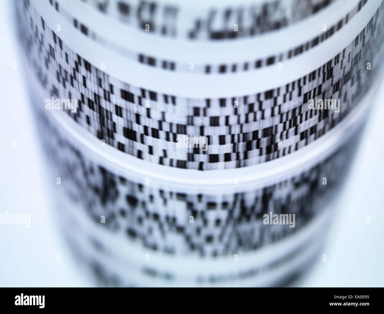 Close up of rolled autoradiograph used in researching genetics Stock Photo