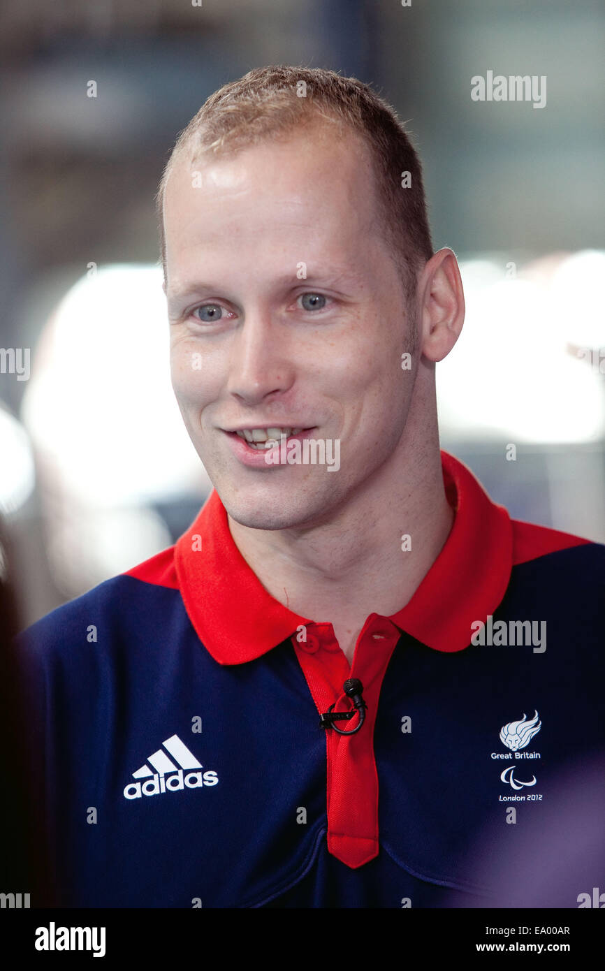 The GB Paralympic swinning sqaud at the Manchester Aquatics Centre training ahead of the Paralympics . Sasha Kindred Stock Photo