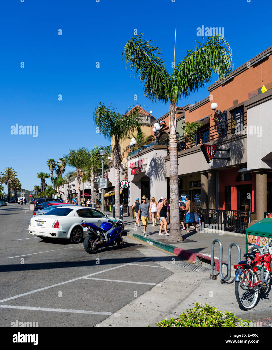 Main Street in downtown Huntington Beach, Orange County, California, USA Stock Photo