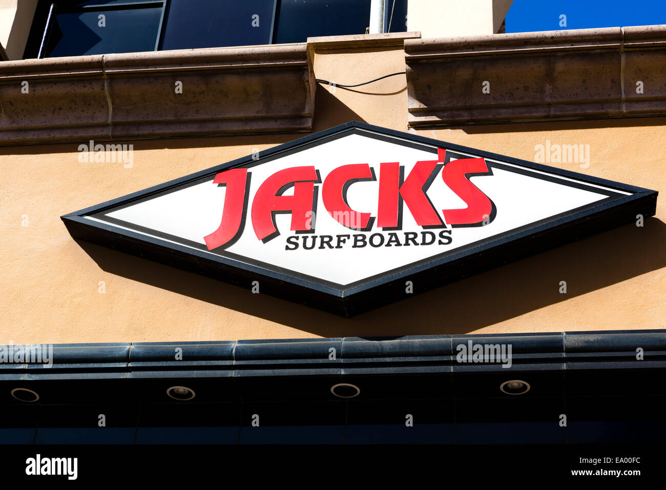 Jack's Surfboards store on Main Street in downtown Huntington Beach, Orange County, California, USA Stock Photo