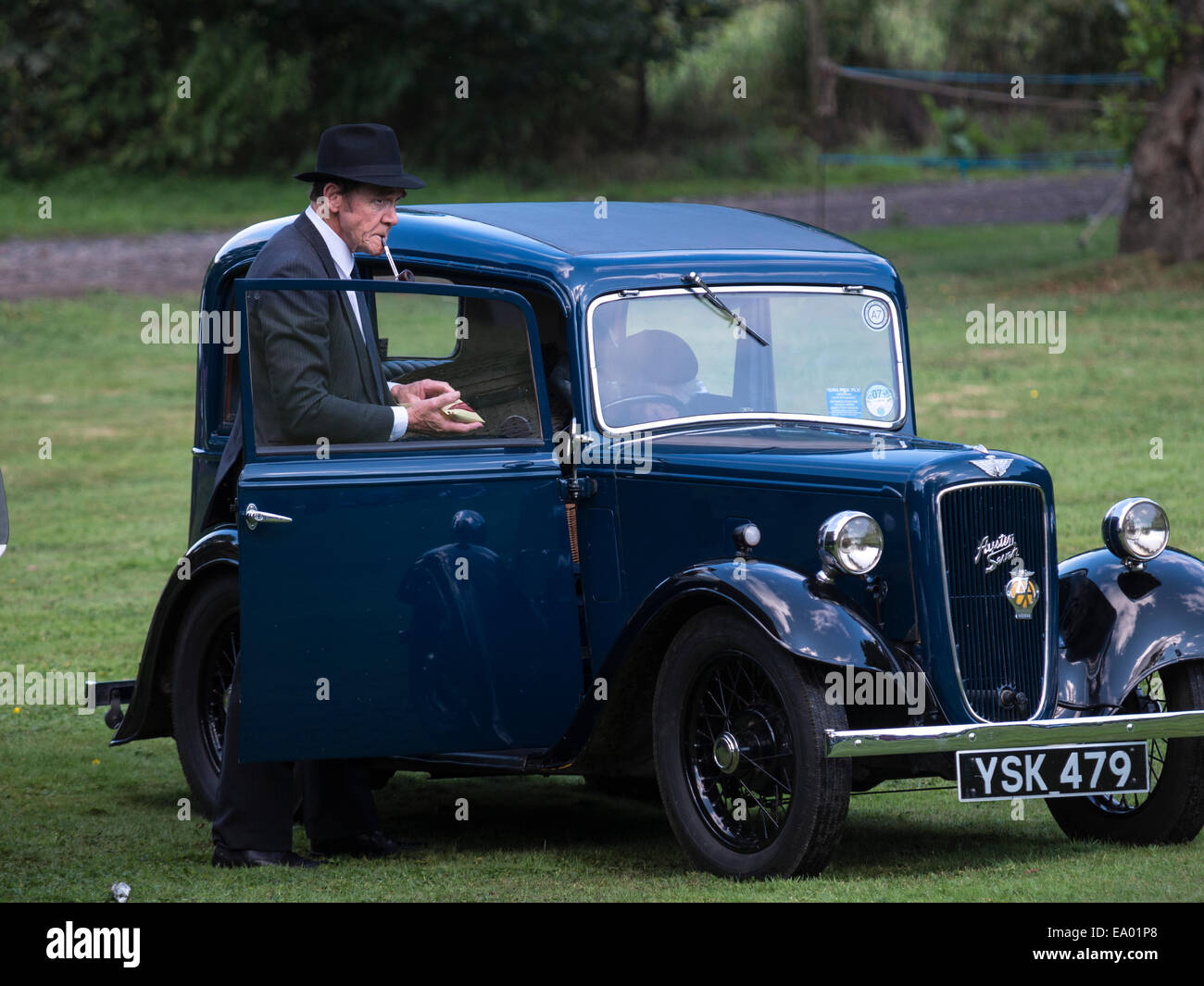 Vintage austin riley car driving hi-res stock photography and