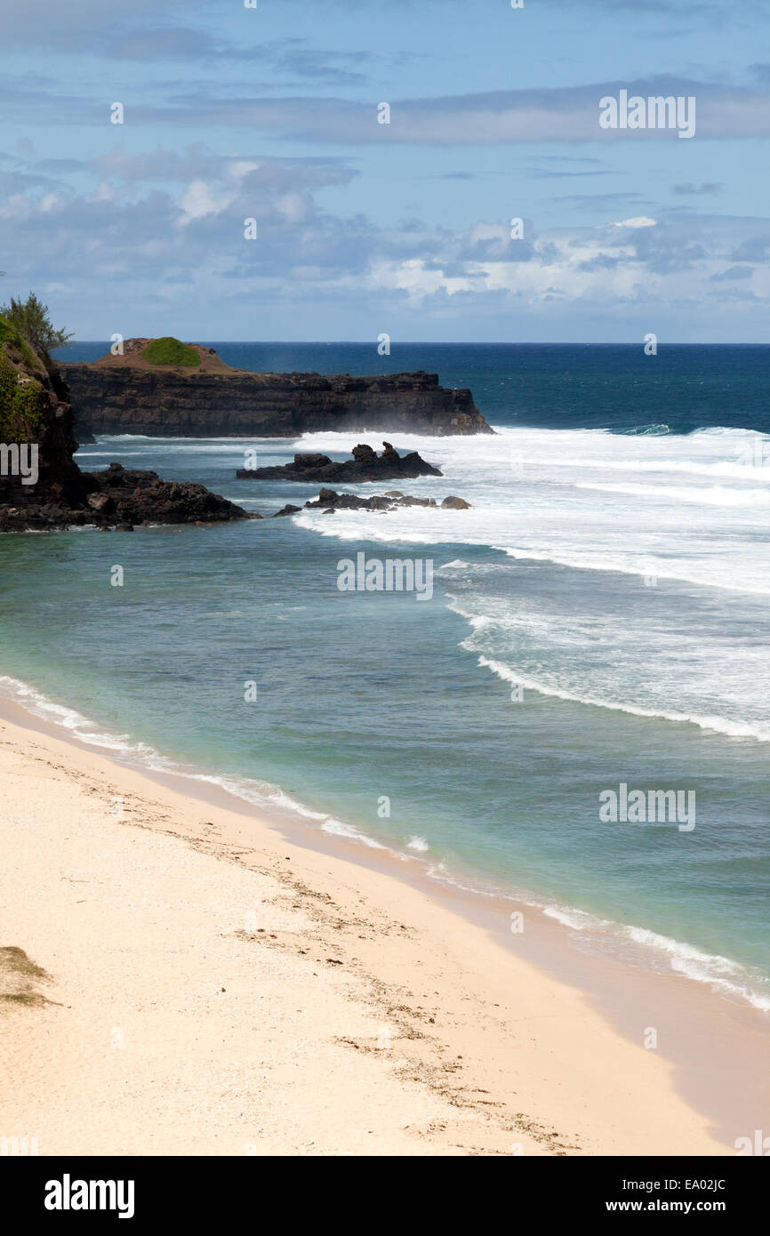 The beach and rocky coastline at Le Gris Gris, the southernmost point of Mauritius Stock Photo