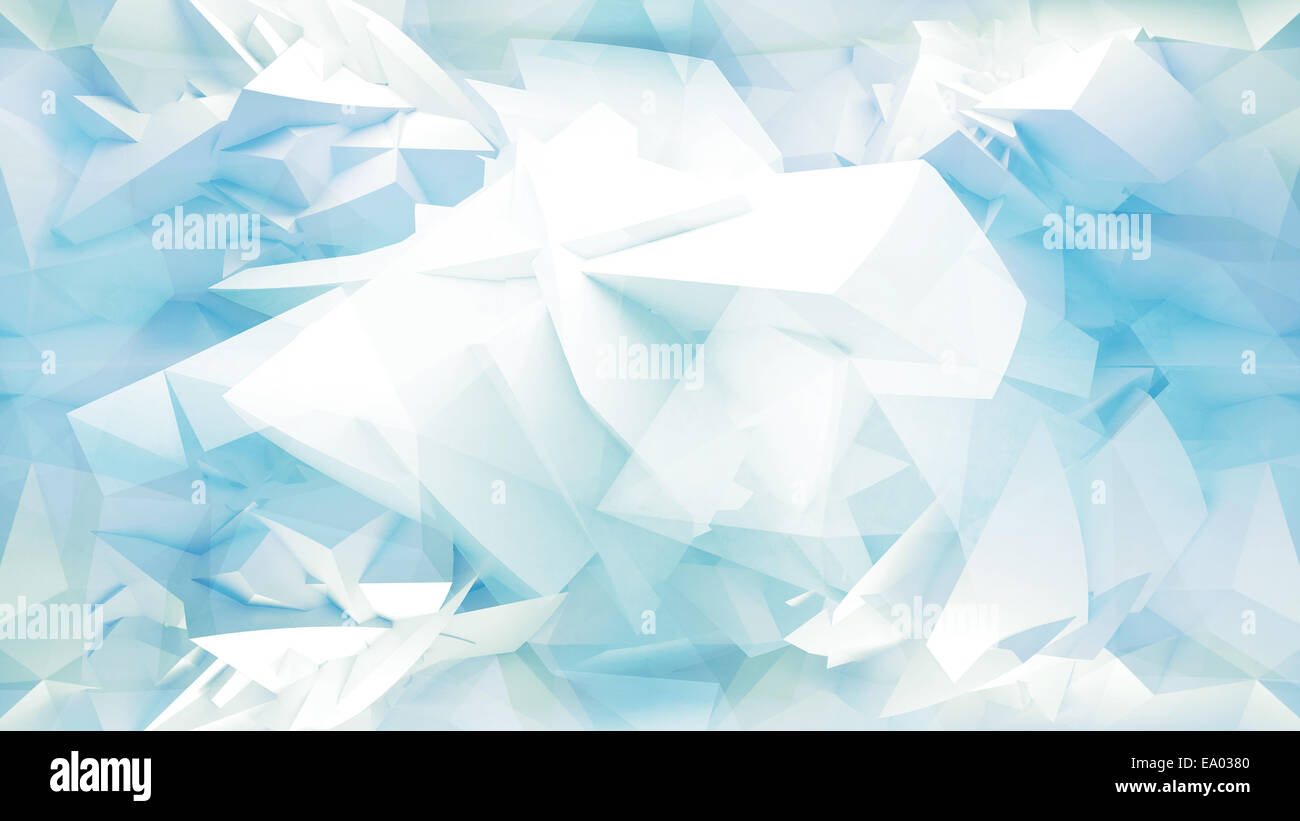Blue abstract 3d background with chaotic polygonal mesh structure on ...