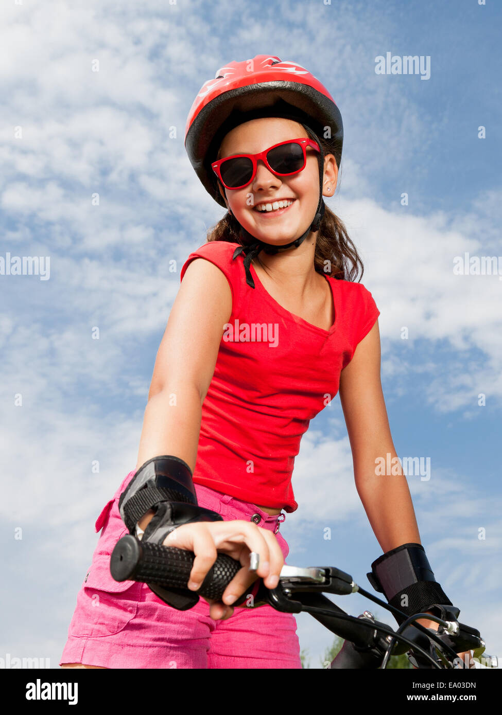 Girl teenage cycle helmet hi res stock photography and images