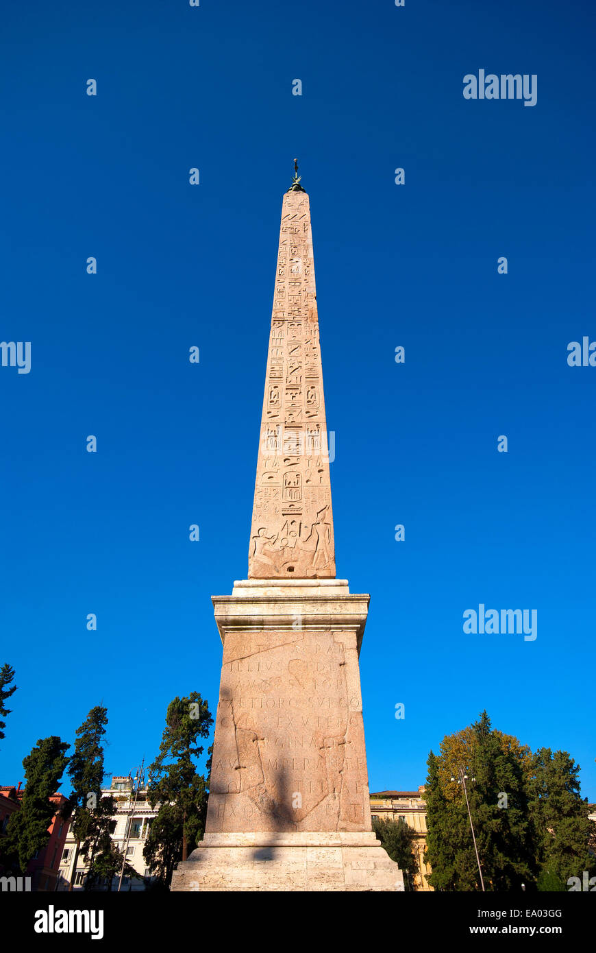 Egyptian obelisk, obelisco Flaminio, Piazza del Popolo, Rome, Italy Stock Photo