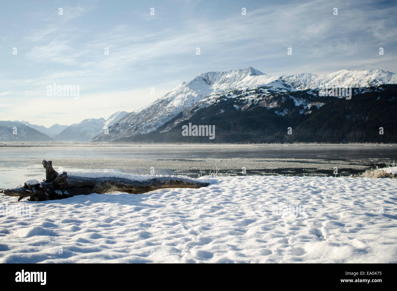 Winter scenery close to Girdwood, Alaska Stock Photo