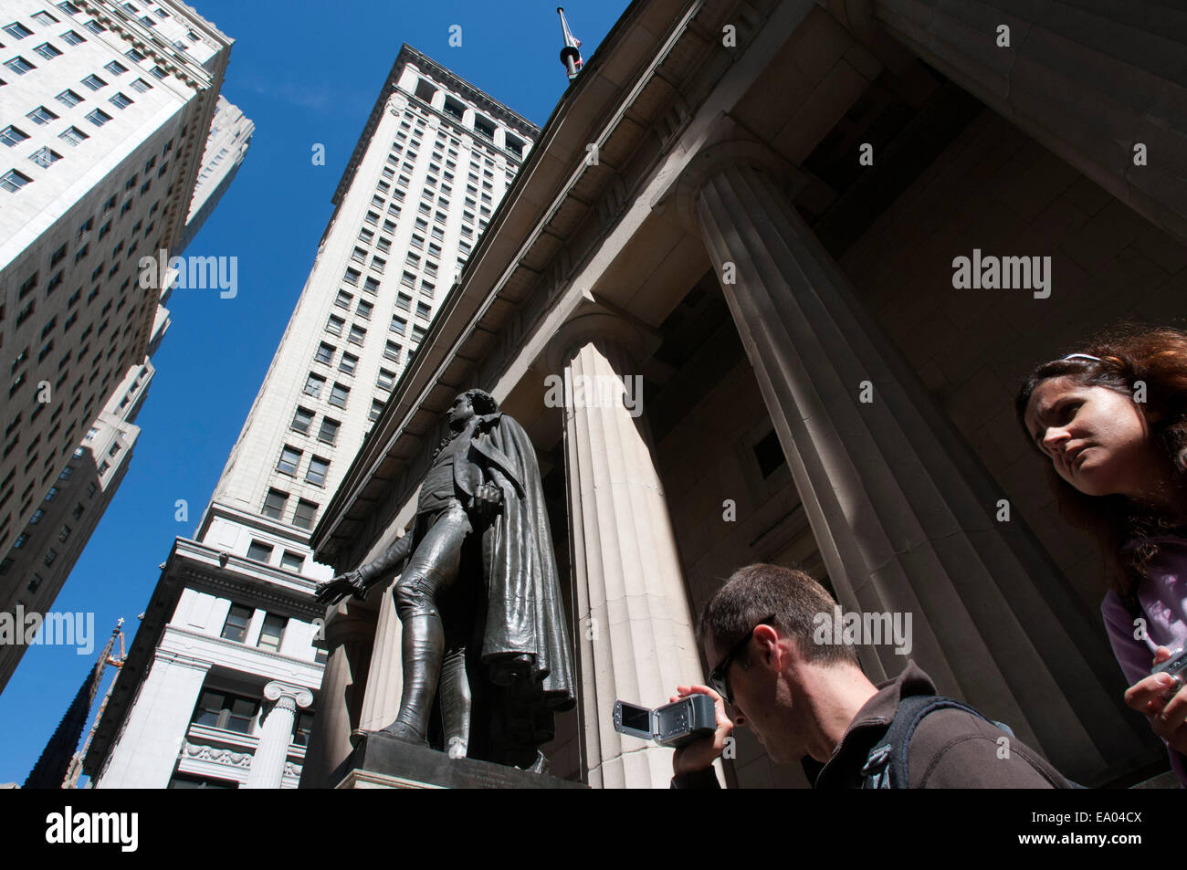 Statue of George Washington. Statue of George Washington in front of Federal Hall on Wall Street, Lower Manhattan, New York City Stock Photo