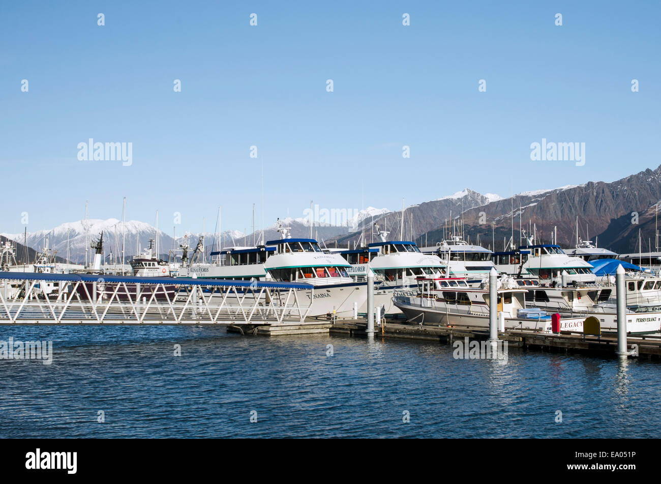 Seward harbour and mountains Stock Photo