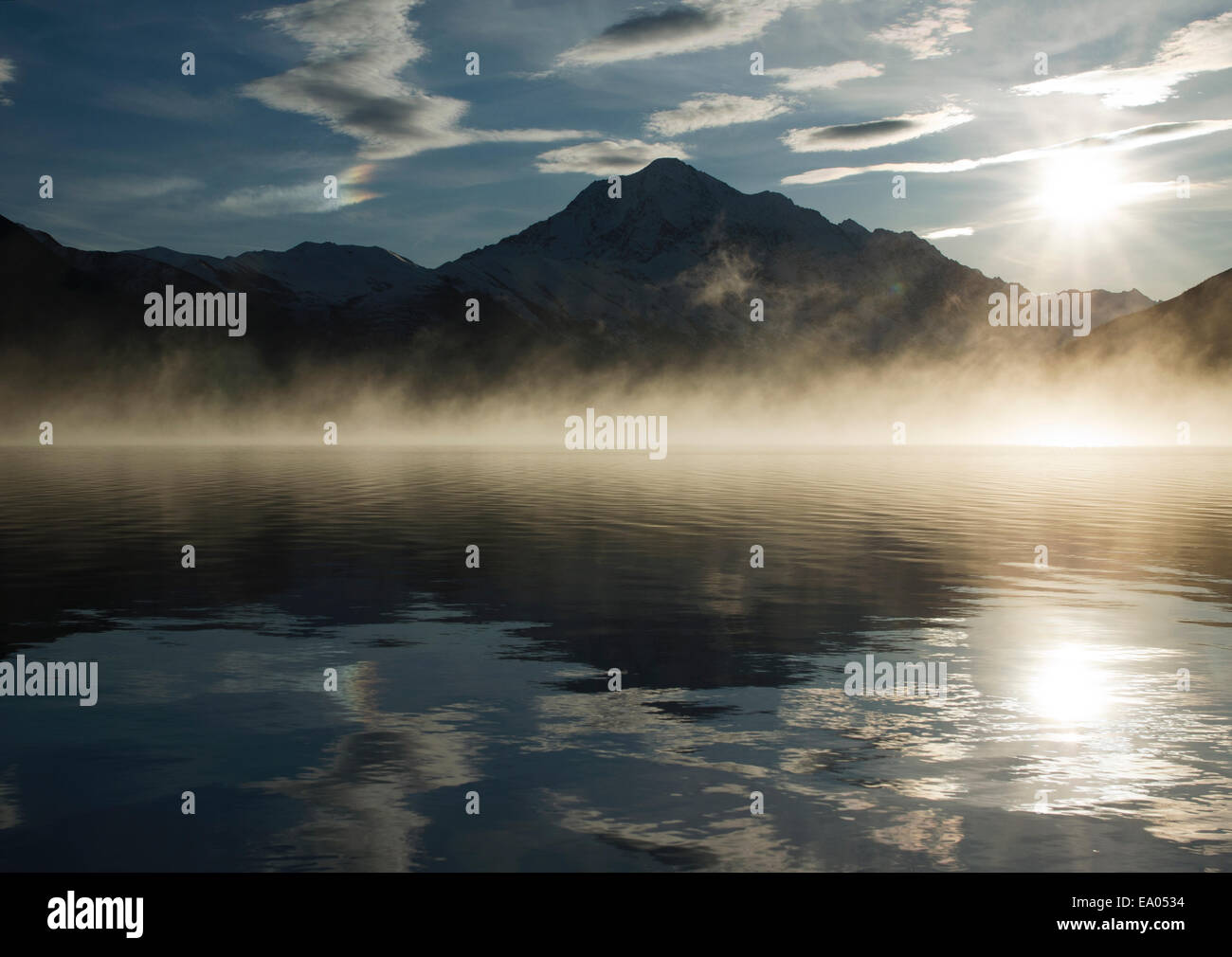 Sunrise at Lake Eklutna Stock Photo