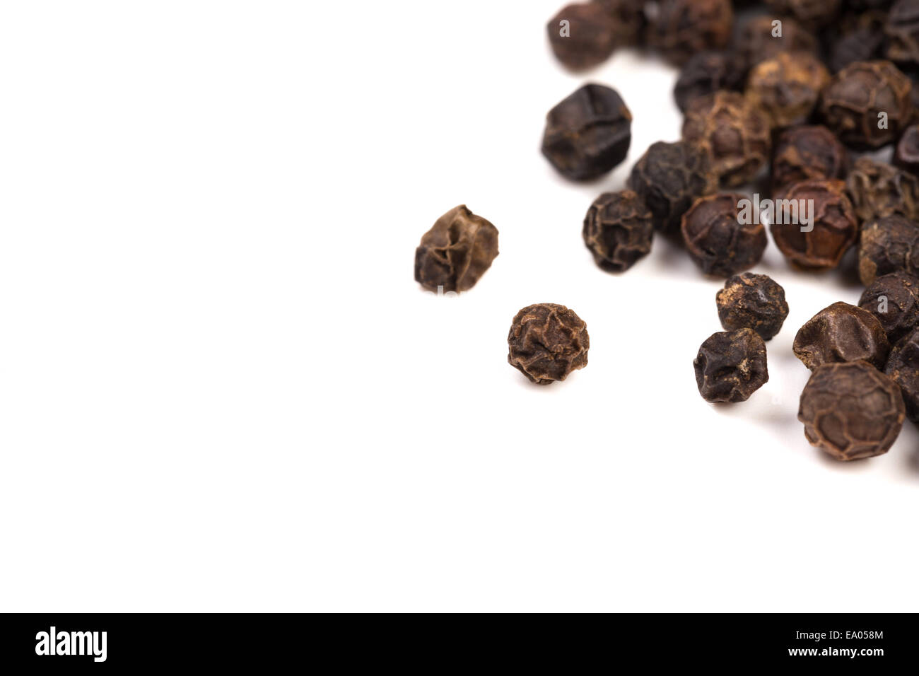 black pepper, black peppercorn , indian spice isolated on white Stock