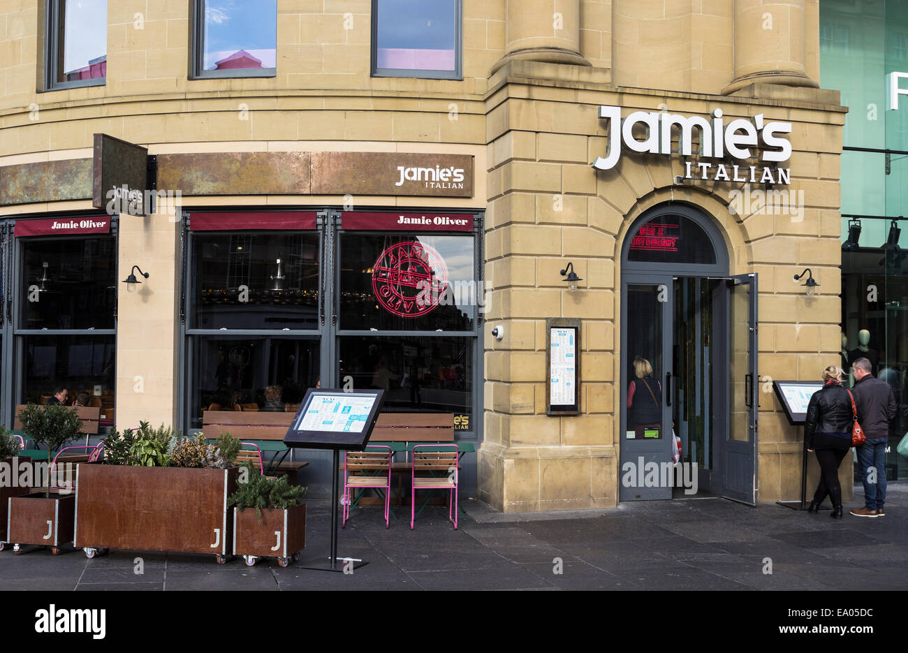Italian restaurant in Newcastle upon Tyne part owned by Jamie Oliver Stock Photo