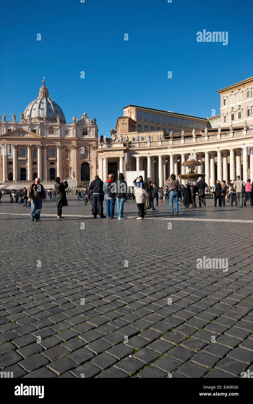 Saint Peter's Square (Piazza San Pietro) and Saint Peter's Church, Vatican City, Rome, Italy Stock Photo