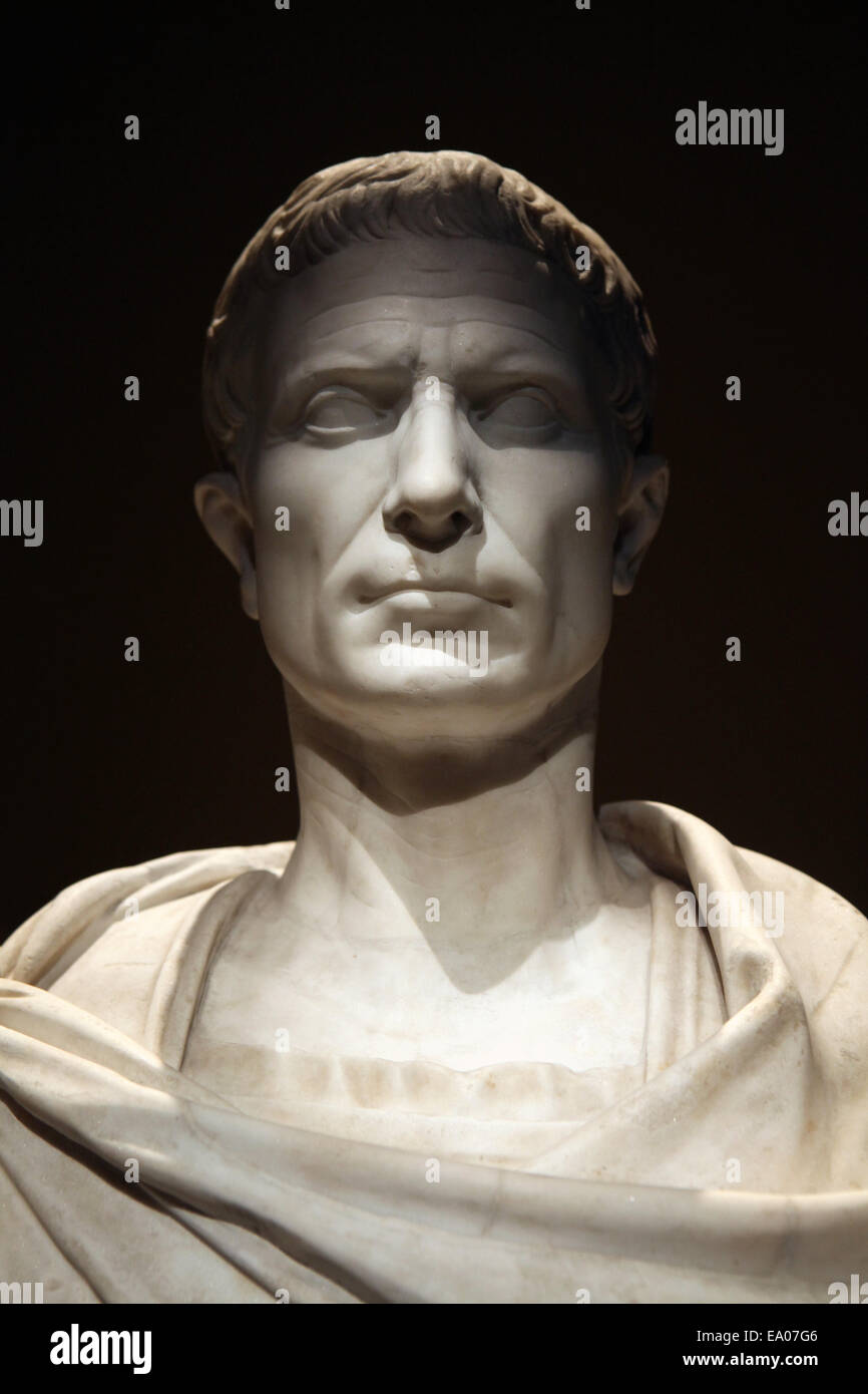 Julius Caesar. Roman marble bust from the 1st century AD. Kunsthistorisches Museum, Vienna, Austria. Stock Photo