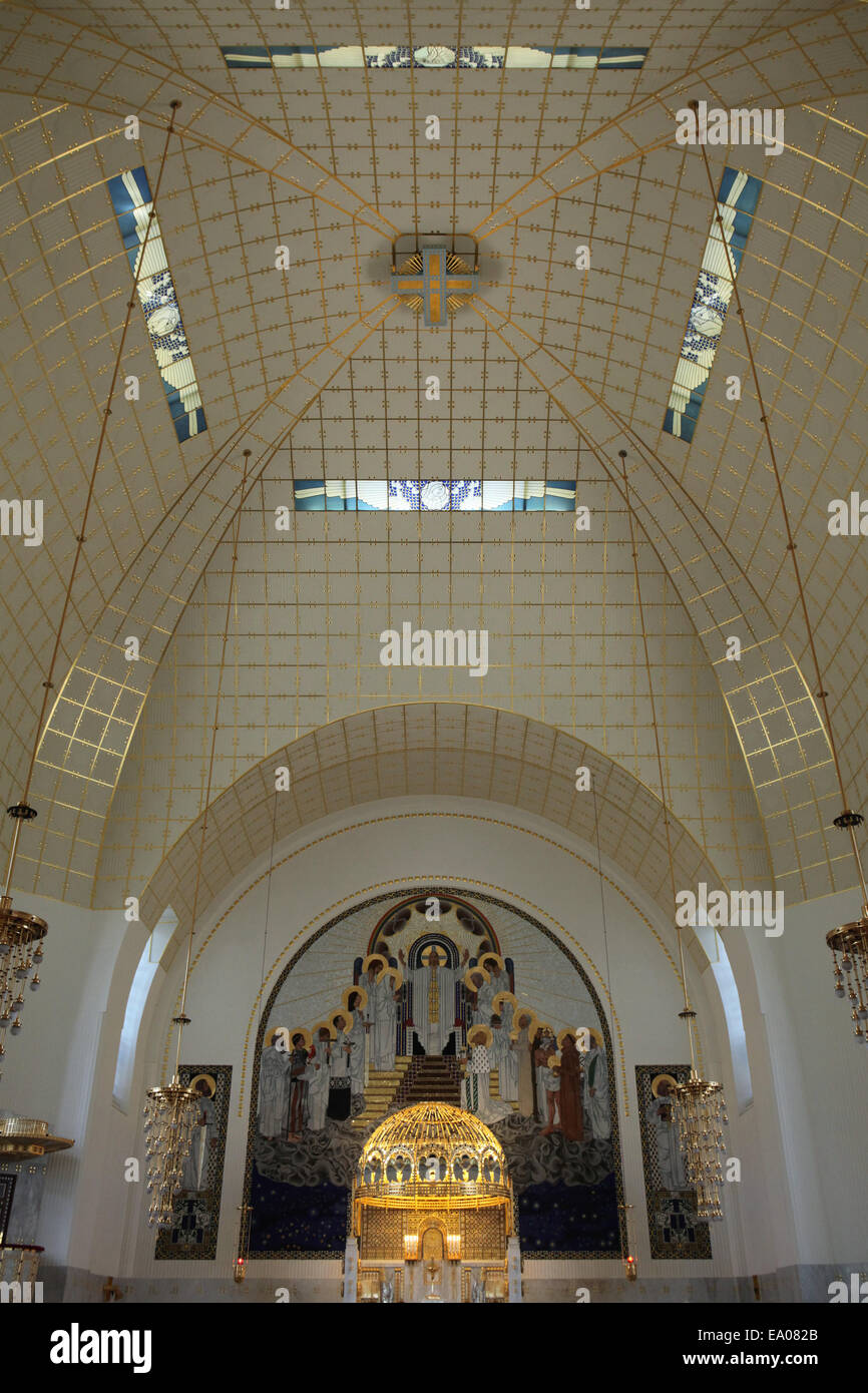 Main altar in the Steinhof Church designed by Otto Wagner in Vienna, Austria. Stock Photo