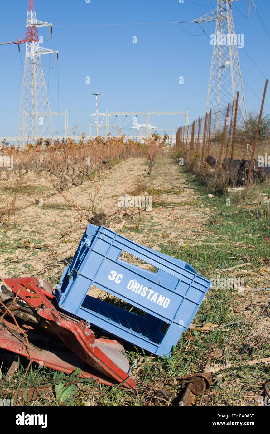 Garbage in countryside Stock Photo