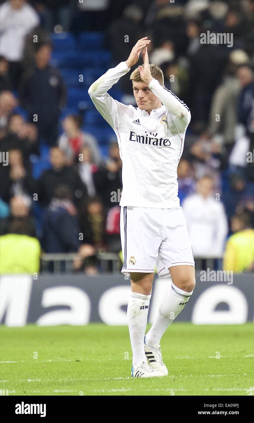 Madrid, Spain. 4th Nov, 2014. Toni Kroos in action during the UEFA Champions League match between Real Madrid and Liverpool. Real Madrid won the match 1-0 at Santiago Bernabeu on November 4, 2014 in Madrid Credit:  Jack Abuin/ZUMA Wire/Alamy Live News Stock Photo