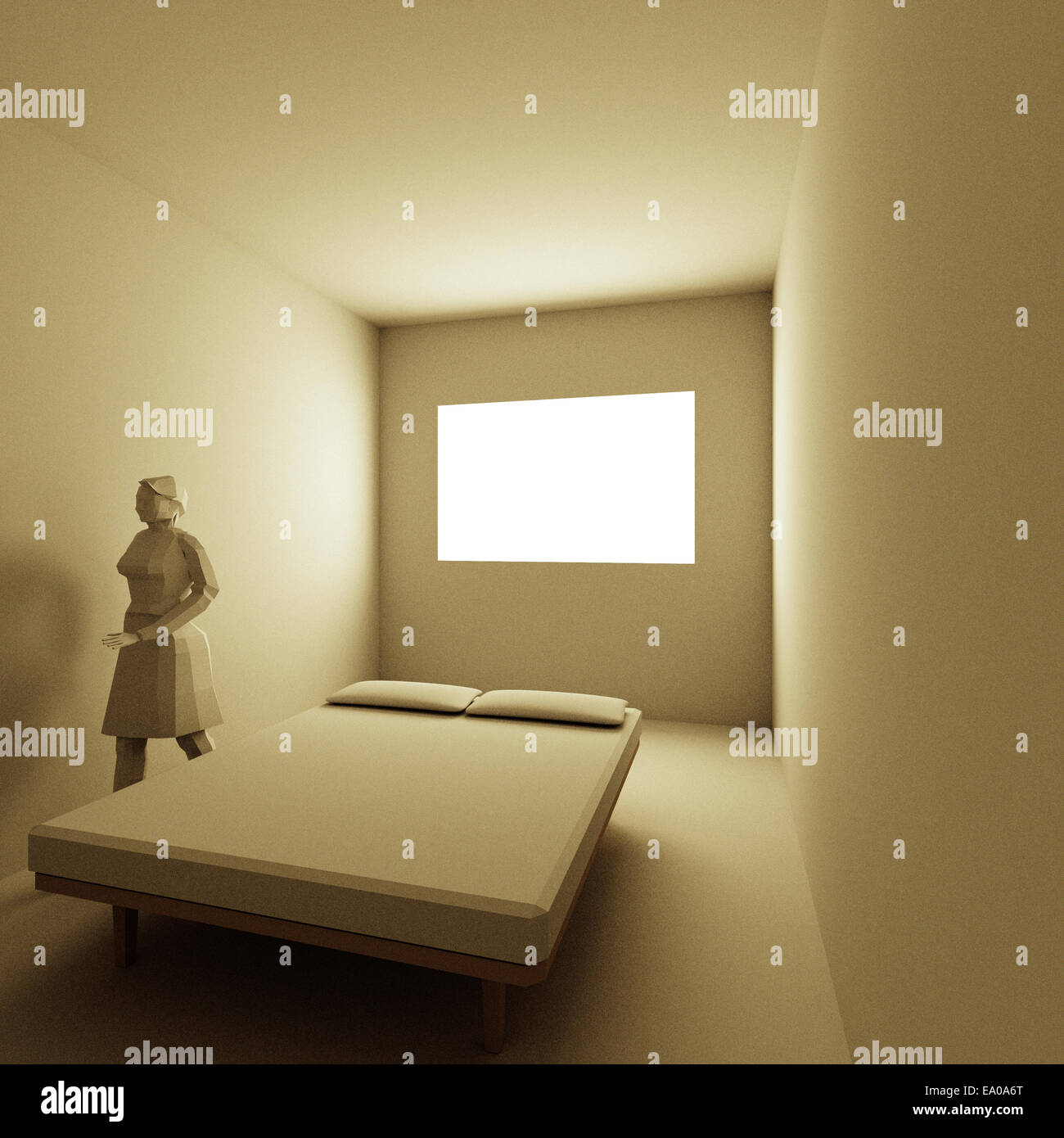 3D rendering of a simple bedroom without textures Stock Photo - Alamy