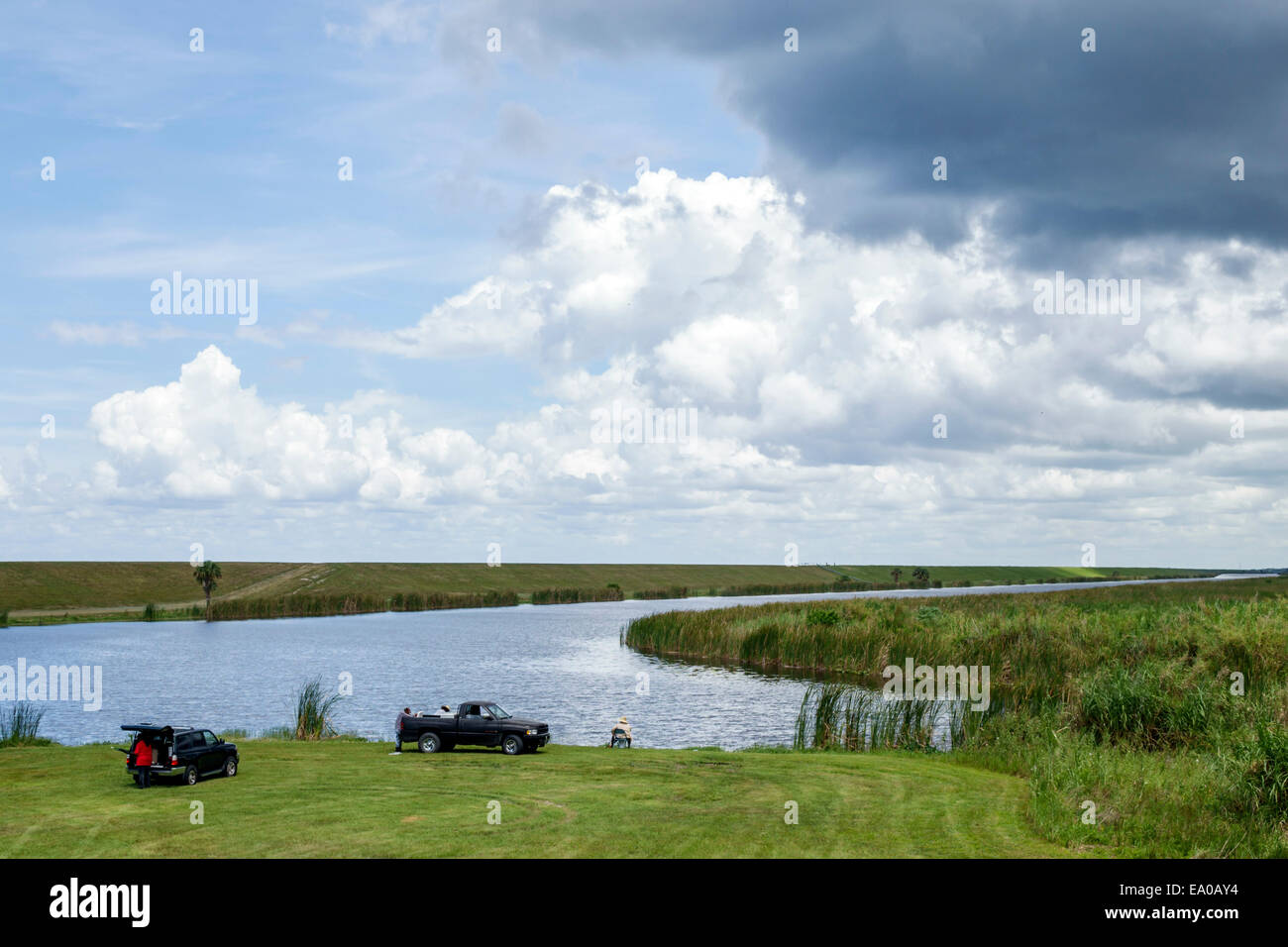 Indiantown Florida,Canal Point,Lake Okeechobee,water,sky,clouds,visitors travel traveling tour tourist tourism landmark landmarks culture cultural,vac Stock Photo