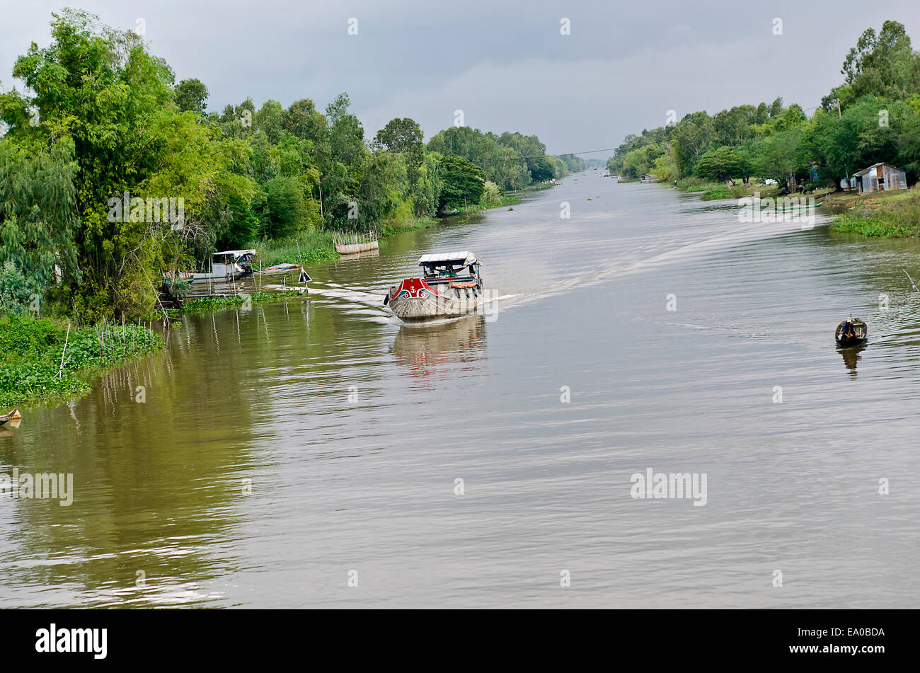 A boat on a Mekong canal ,Mekong Delta,Chau doc,Vietnam Stock Photo