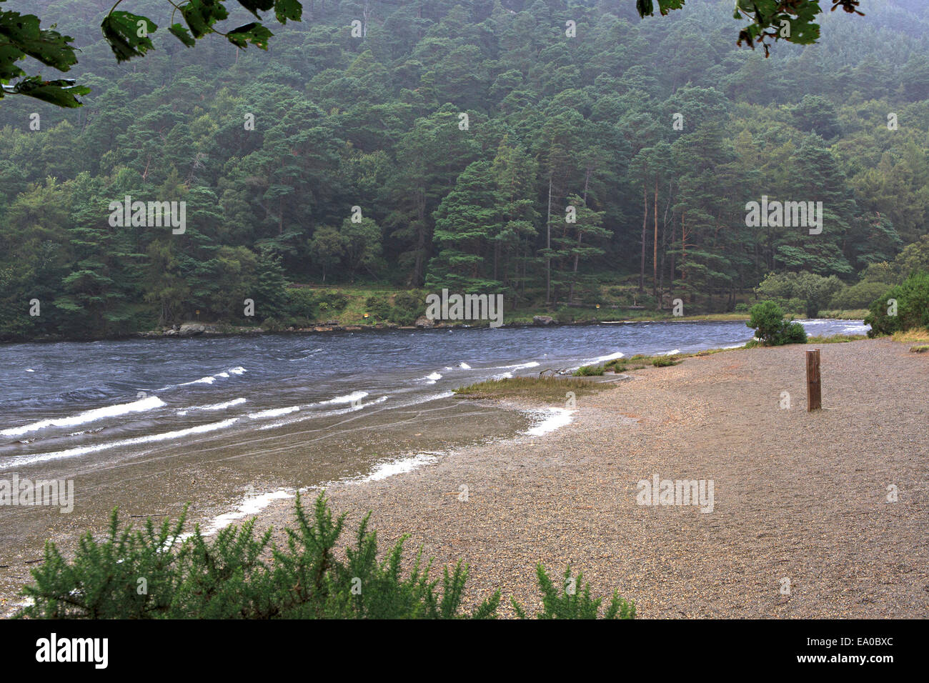 Rain on the lake in Wicklow Mountains National Park. Stock Photo