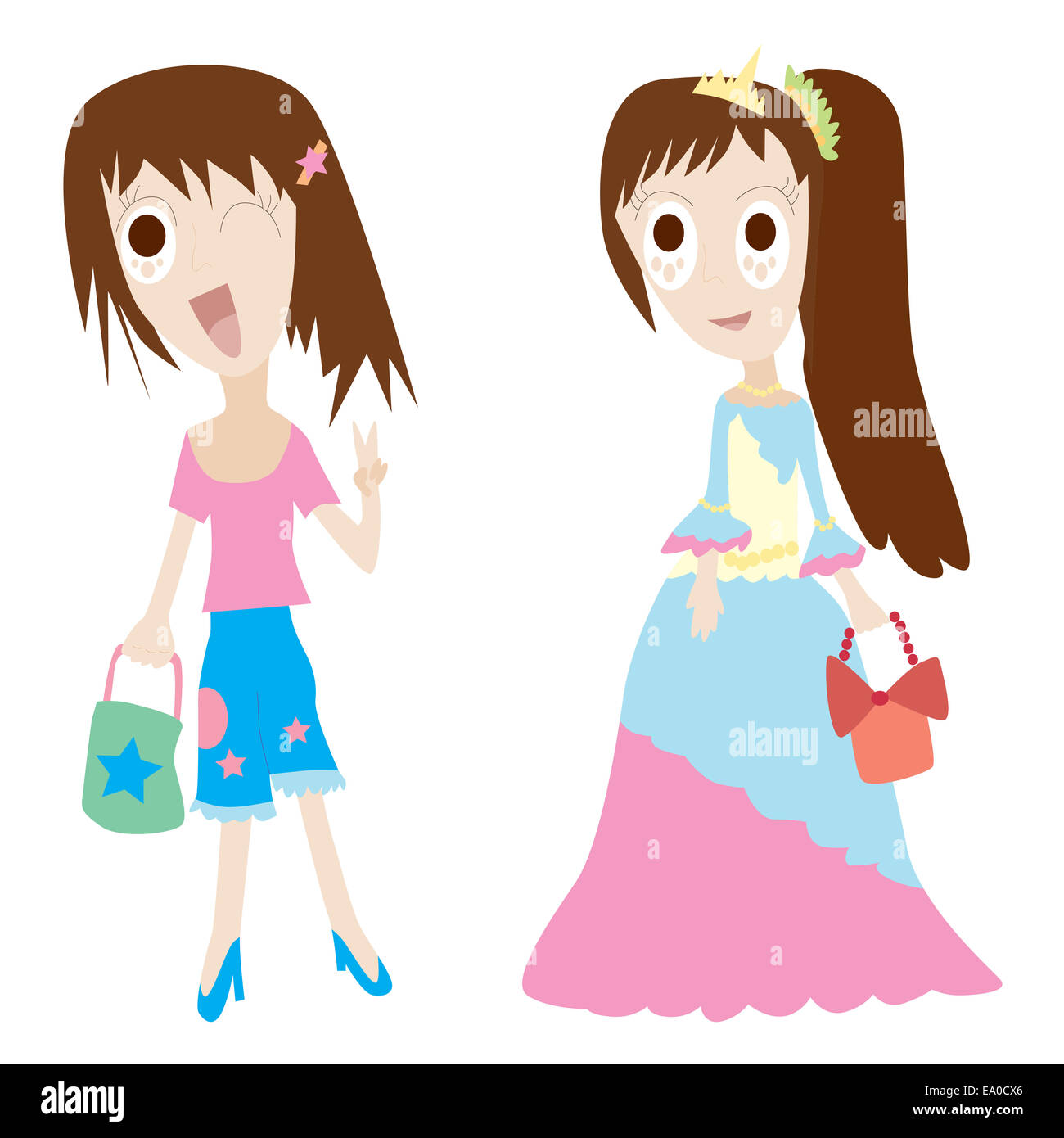 Illustration of bride and bridesmaid Stock Photo