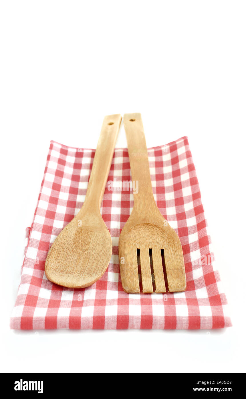 Wooden cooking utensils isolated on white background Stock Photo - Alamy