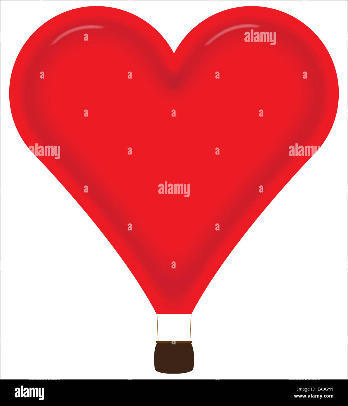 A red heart hot air balloon design isolated on a white background Stock ...