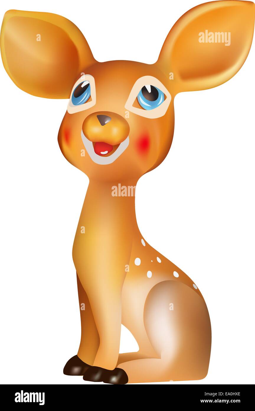 vector cute baby deer on white background Stock Vector