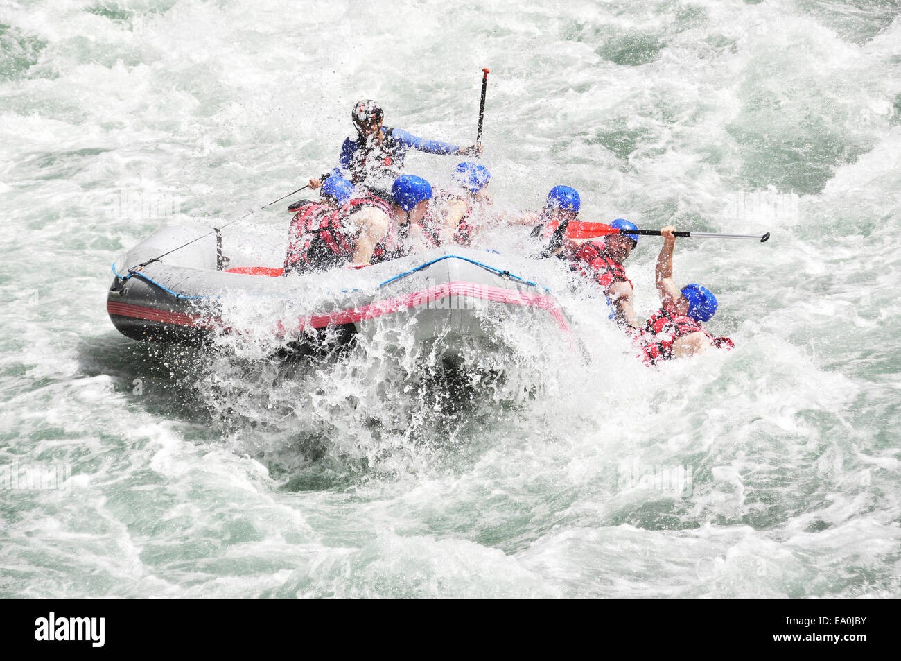 Rafting as extreme and fun sport Stock Photo