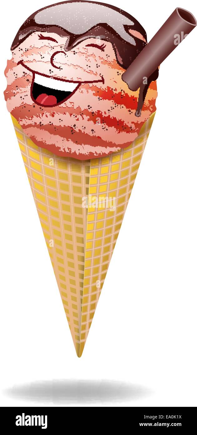 vector happy icecream on white background,eps10 file, gradient mesh and transparency used Stock Vector