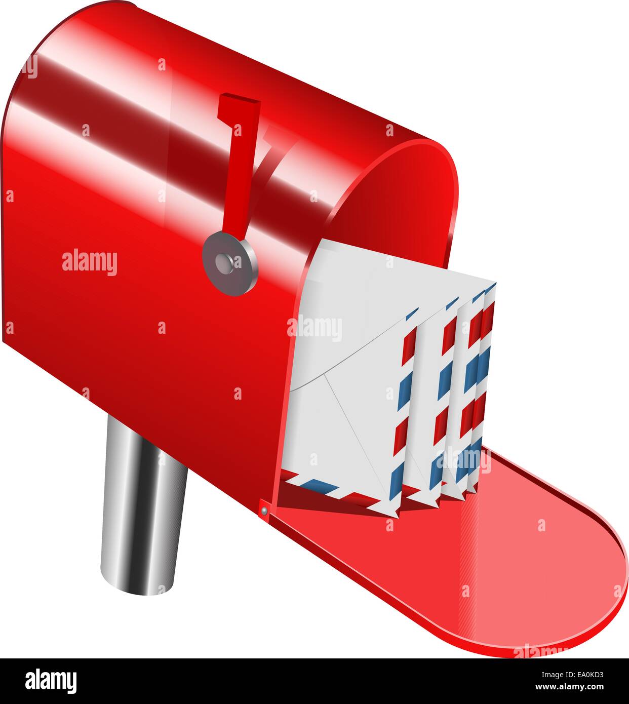 vector red mailbox on white background, gradient mesh used Stock Vector