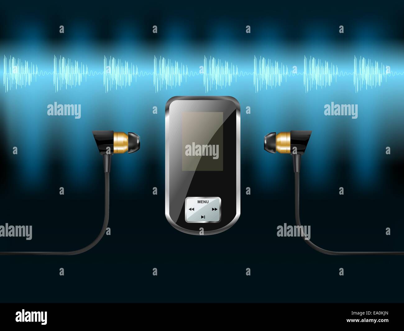 earphones and player on musical background Stock Vector Image & Art - Alamy
