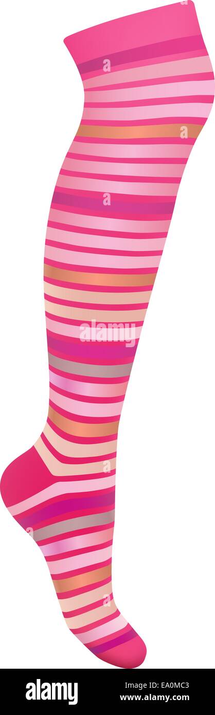 vector multicolored striped stocking on white background Stock Vector