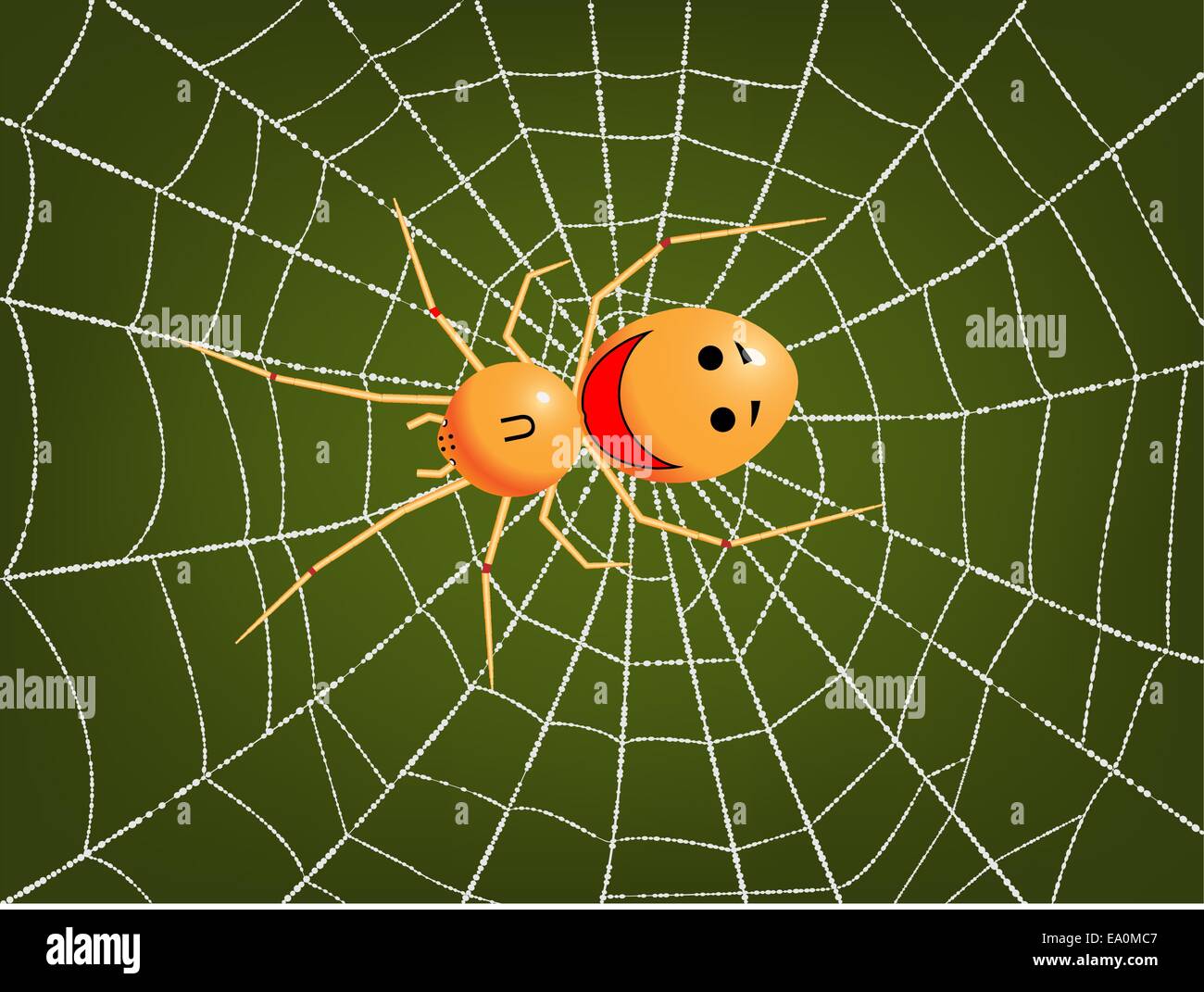 vector stylized Happy face spider on spider web Stock Vector Image