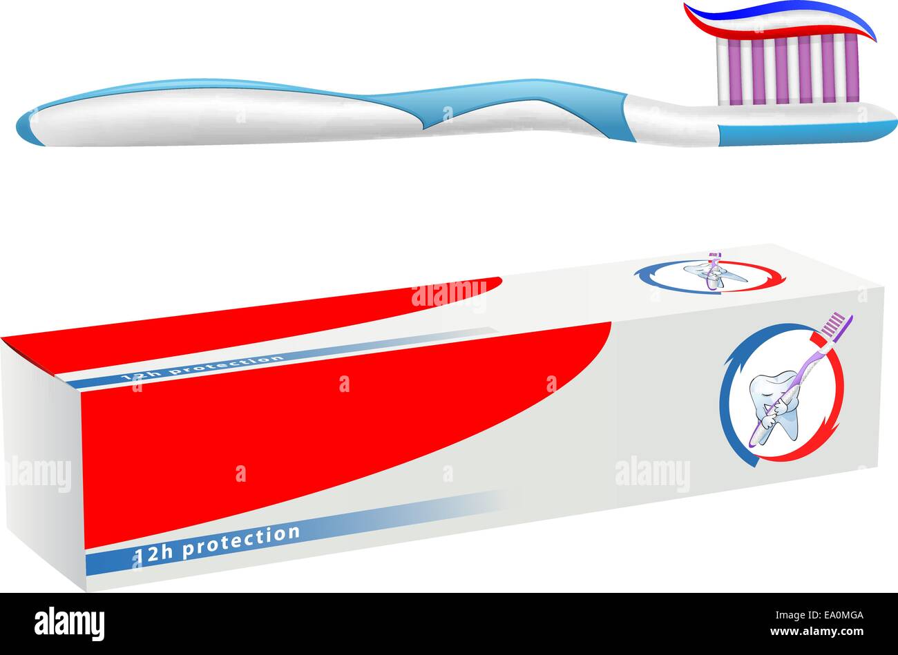 toothbrush and toothpaste on white background, gradient mesh used Stock ...