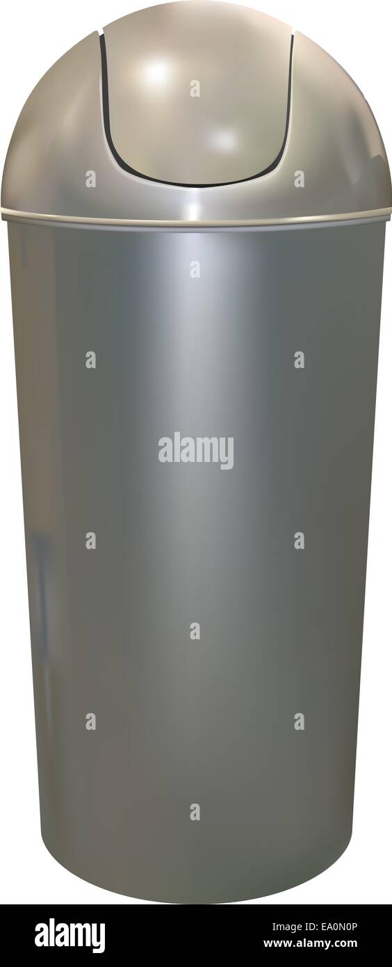 aluminum trash can on white background Stock Vector