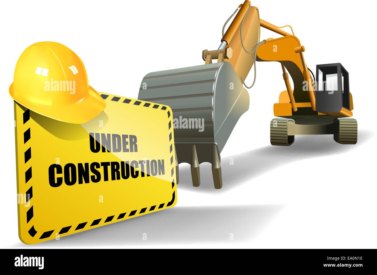 vector under construction sign with helmet and heavy machine, eps 10 vector, gradient mesh and transparency used Stock Vector