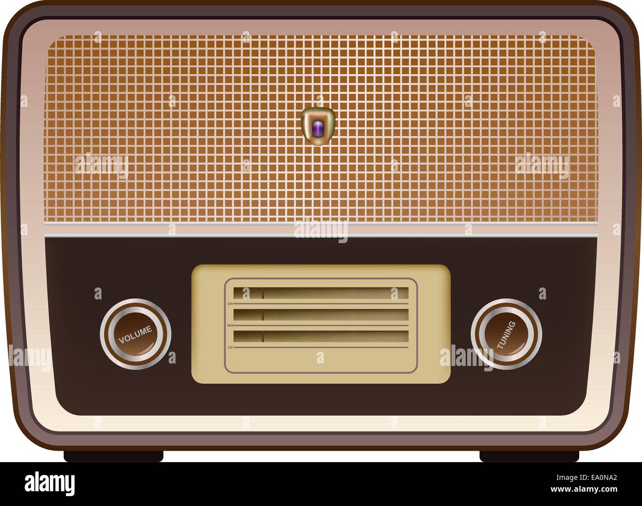 vector photo realistic vintage radio on white background Stock Vector