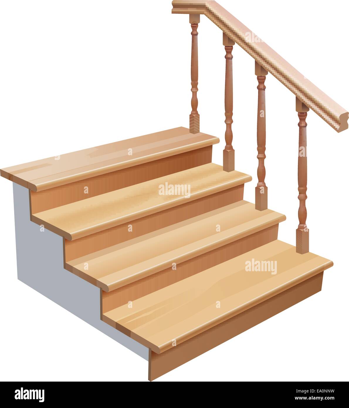 vector wooden stairs cross section on white background Stock Vector