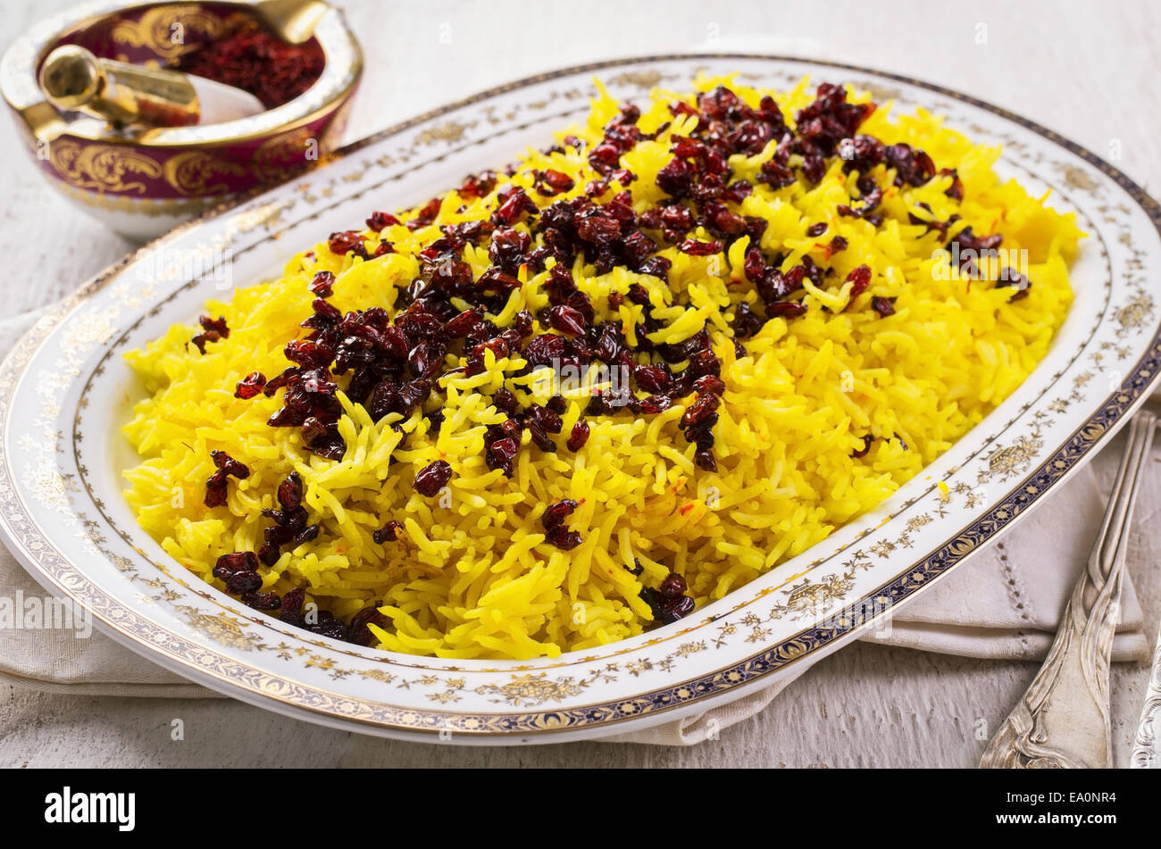 persian saffron rice with berberis Stock Photo Alamy