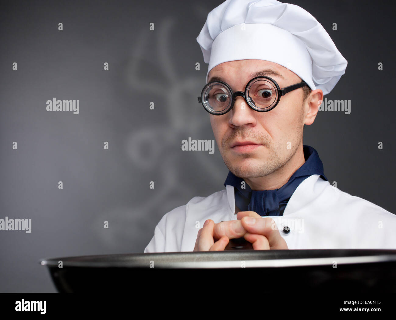Young chef in funny glasses Stock Photo