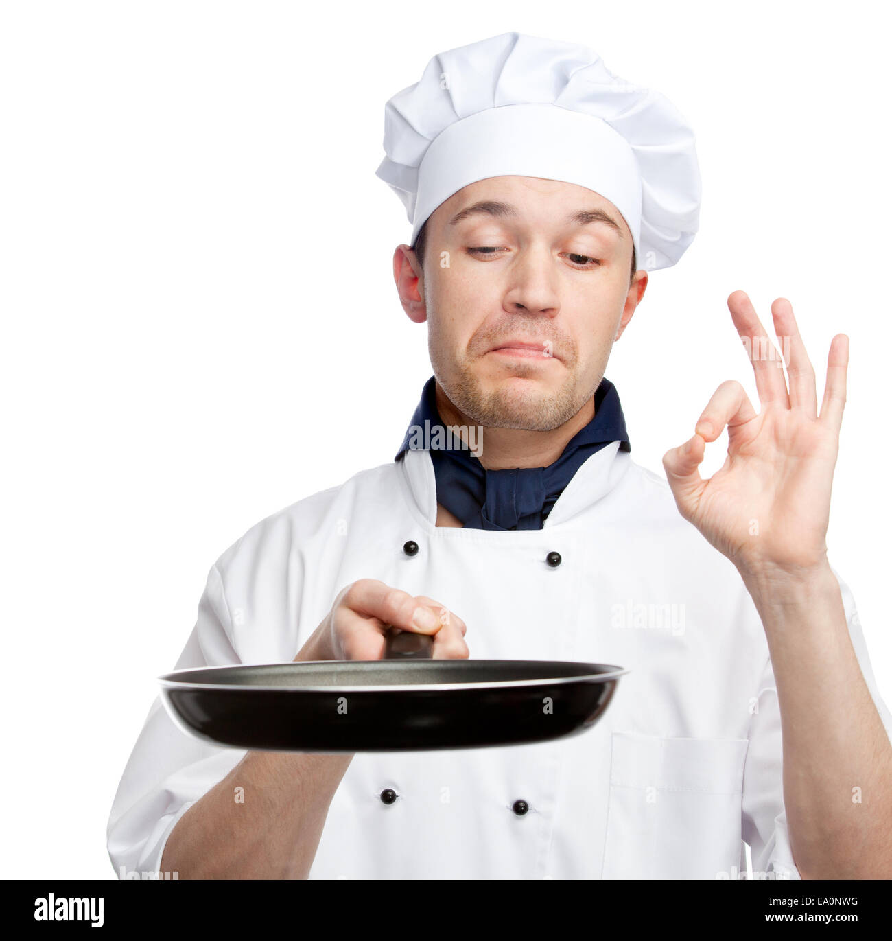 chef holding pan Stock Photo Alamy