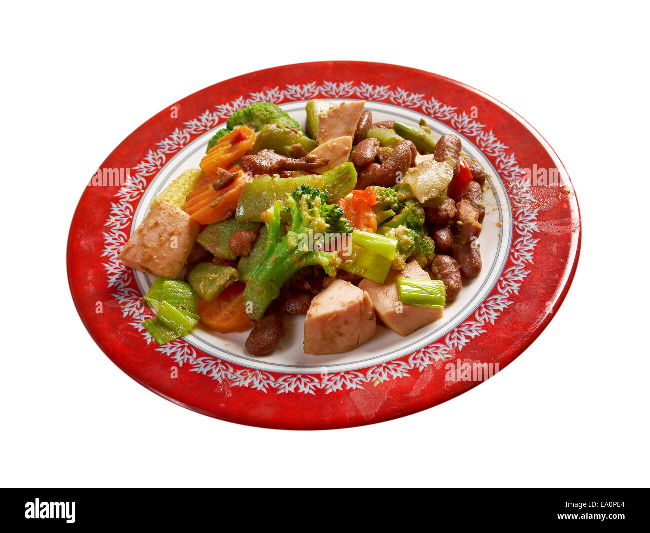 Cassoulet with pork sausage Stock Photo Alamy