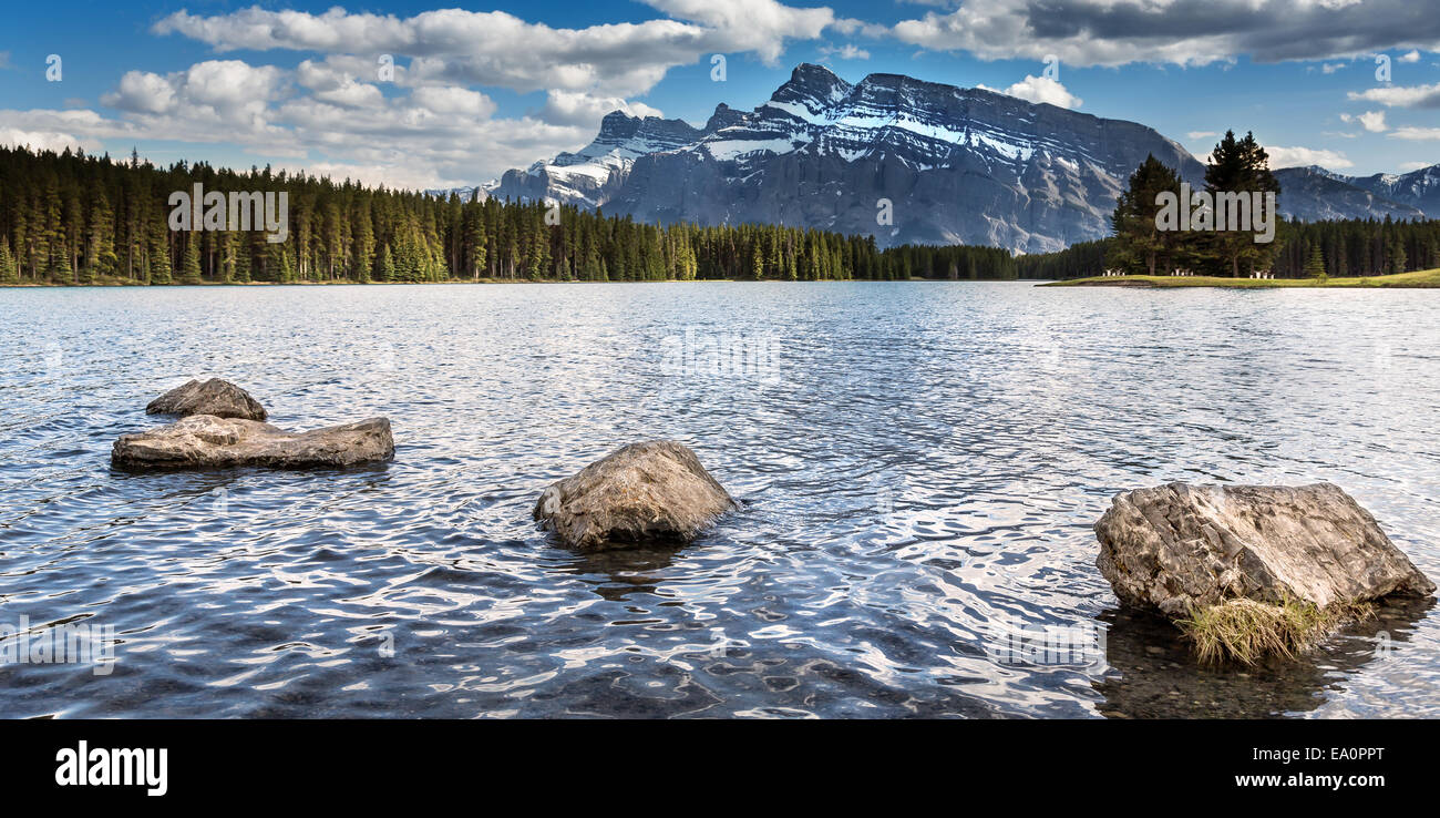 Lake Minnewanka and Two Jack Lake, Banff National Park, Alberta, Canada, North America. Stock Photo