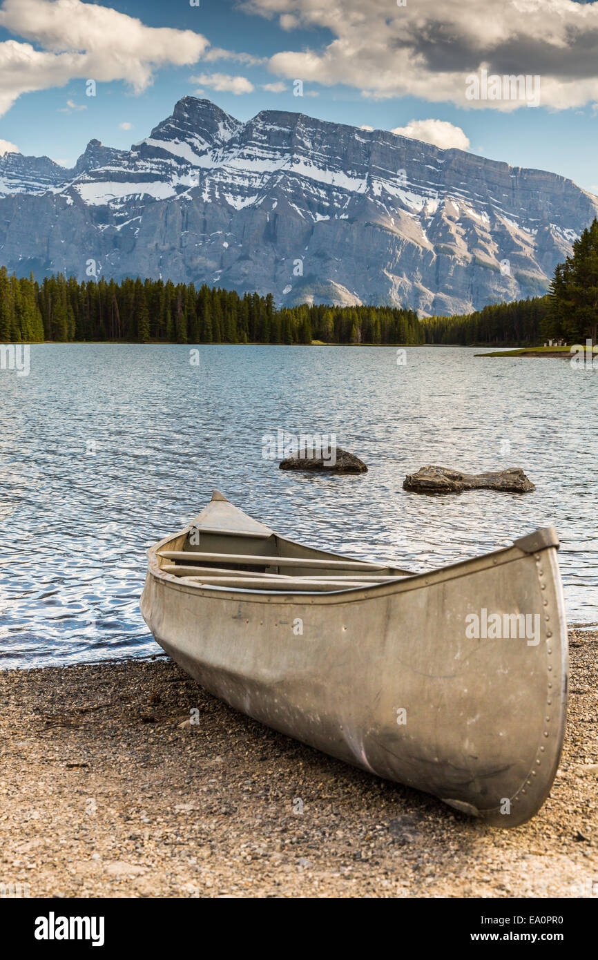 Canoe on Lake Minnewanka and Two Jack Lake, Banff National Park